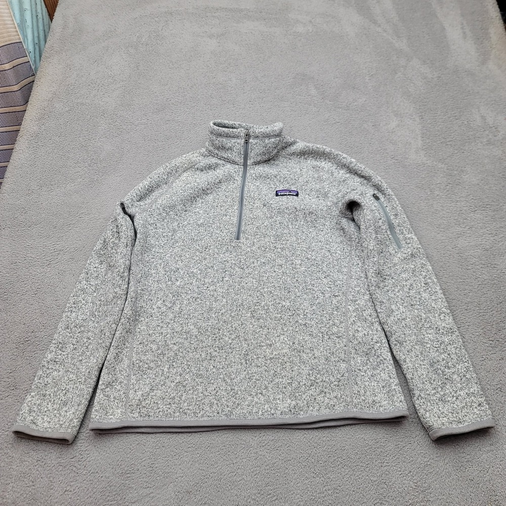 Patagonia Womens Medium Heather Gray Better Sweater 1/4 Zip Fleece Jacket 25617*